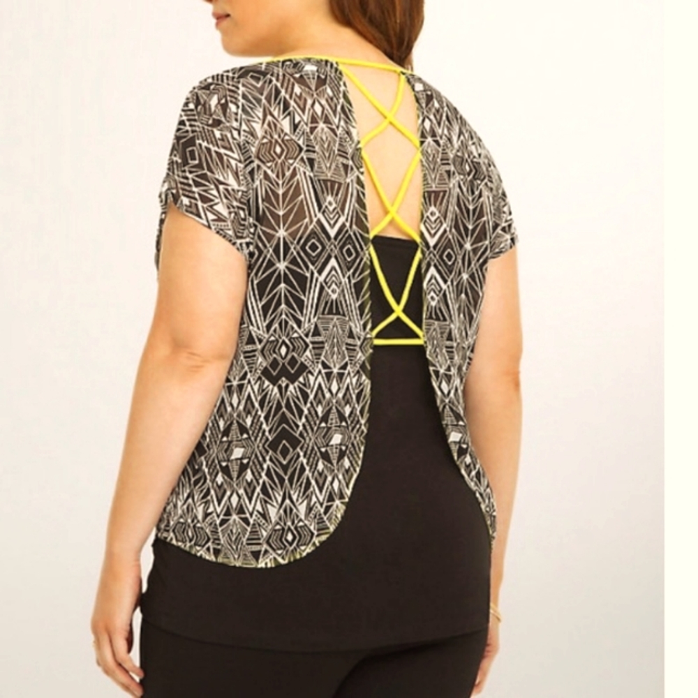 Torrid Geo neon white black top